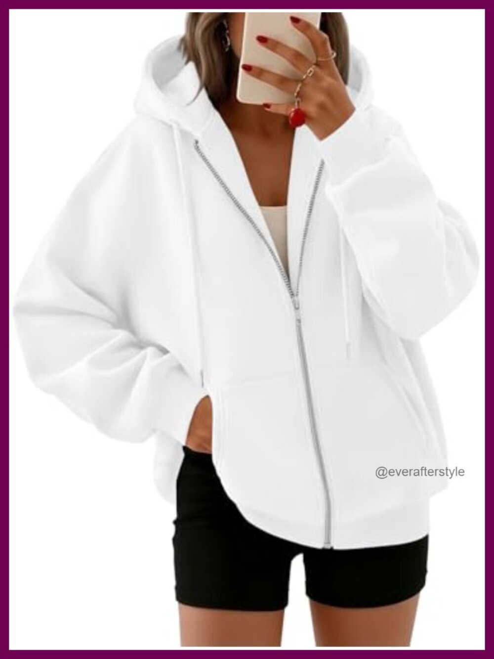 Oversized Zip Up Hoodie Cotton Poly Fleece Hooded Sweatshirt